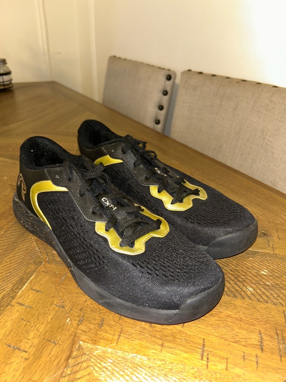 TYR Black Athletic Shoes with Gold Accents